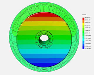 Finite Element Analysis – Front view of a 24RC primary mirror while looking at the horizon