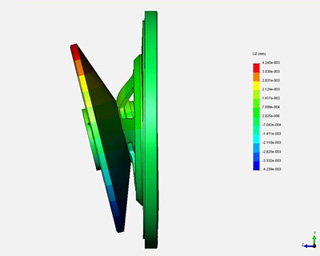 Finite Element Analysis – Side view of a 24RC primary mirror while looking at the horizon